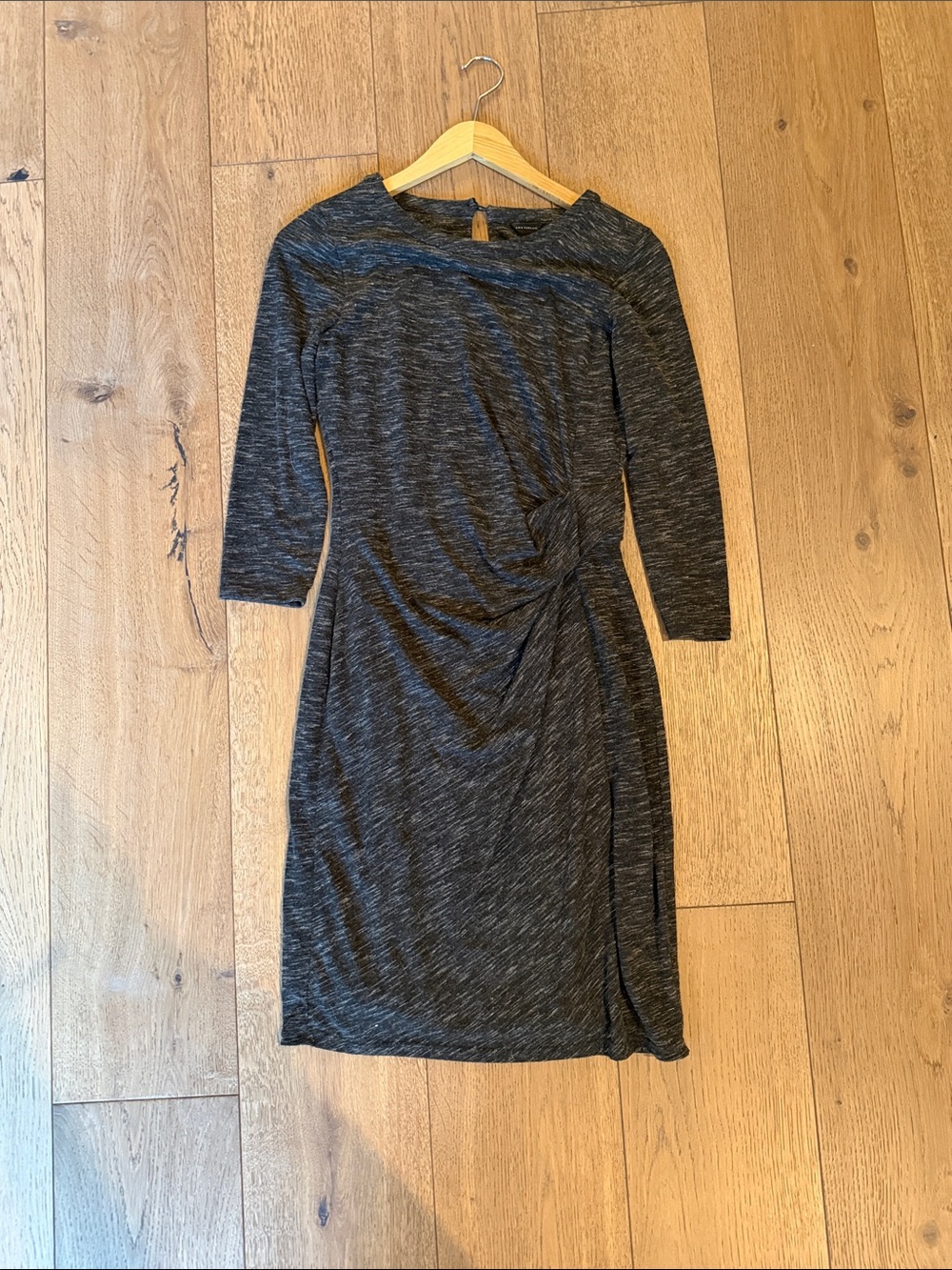 Ann Taylor Charcoal Gray Twist-Front Midi Dress